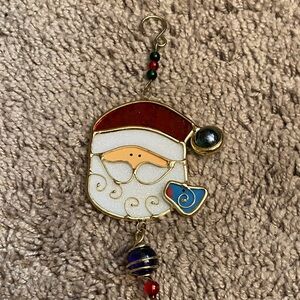 Vintage Giftco stain glass Santa Claus Christmas Ornament